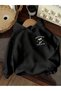 Women's Black Martini Printed Hooded Hoodie Sweatshirt - 2