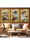 Elegant White Flowers with Gold Leaves 3 Piece Gold Plexi Mirrored Table