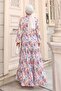 Women's Patterned Long Hijab Dress 2586 - A.Pudra - 4