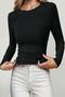 Women's Stitch Detail Fit Ribbed Long Sleeve Blouse - 2