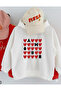Oversized Girls' Sweatshirt – Amor Red Hearts Printed