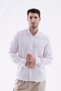 100% Cotton Regular Fit Hakim Collar Muslin Long Sleeve Shirt - White - 6