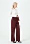 Maternity Stretchy Waistband Adjustable Wide Leg Gabardine Trousers Bordo - 5