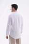 100% Cotton Regular Fit Hakim Collar Muslin Long Sleeve Shirt - White - 4