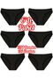 6 Pack Premium Quality Bamboo Women's Bikini Panties Black Oztn6201