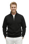 Men's Black Relax Fit Fleece Inside 100% Cotton Half Zipper D Mock Neck Sweatshirt 2600760