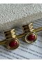 Burgundy Stone Nut Earrings