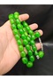 Large Size Capsule Cut Green Color Crimped Amber Prayer Beads - 2