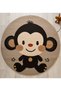 Dido Collection Cute Baby Monkey Patterned Modern Decorative Rug 3394