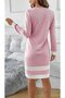 Women's Long Sleeve Round Neck Hem Striped Detail Mini Diver Dress - 2