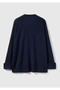 Women's navy blue wool and viscose blend ribbed button cardigan - 4