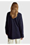 Women's navy blue wool and viscose blend ribbed button cardigan - 3