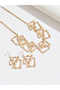 Gold Geometric Necklace and Earrings Set - 2