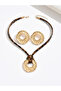 Gold Circle Necklace and Earrings Set - 3