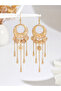 Women Metal Round Tassel Chain Earrings - 2