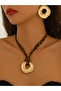 Gold Circle Necklace and Earrings Set - 2