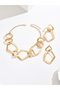 Gold Geometric Necklace and Earrings Set - 3
