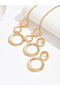 Gold Geometric Circle Necklace and Earrings Set - 4