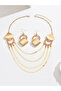 Gold Geometric Layered Necklace and Earrings Set - 4