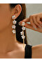 Women Floral Faux Pearl Dangle Earrings - 2