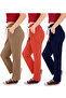 Women's Viscose Fabric 3-Pack Black/Pomegranate Flower/Brown Sweatpants (with Plus Size Option)