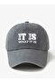 Grey Slogan Print Baseball Cap