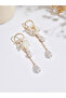 Women Floral Faux Pearl Dangle Earrings - 3