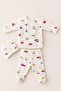 3-Piece Scoop Patterned 100% Cotton Beret Baby Boy Newborn Bodysuit Set - 2