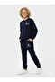 Navy Blue Bmw Sport Embroidered Two Thread Compact Combed Fabric Crew Neck 2-Piece Set