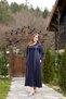 Zippered Half-High Collar Contrast Piped Detail Combed Cotton Fabric Full Length Dress - 8