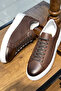 Rubber Sole Lace-Up Genuine Leather Brown Casual Shoes - 7