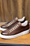 Rubber Sole Lace-Up Genuine Leather Brown Casual Shoes - 8