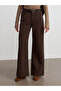 72093 100% Cotton Wide Leg Jeans with Stitching Detail - Brown - 4