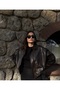 New Season Oversized Bomber Women's Bitter Brown Biker Leather Jacket - 2