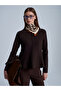 10824 Crew Neck Peplum Knitwear Top-Dark Brown - 3