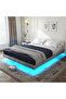 إطار سرير عائم حديث مع أضواء LED وشحن USB، سهل التجميع، لا يحتاج إلى زنبرك صندوقي - 7