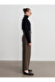 72220 Double Belted Pleated Fabric Trousers-Khaki - 5