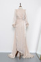 Beige Evening Dress with Stone Detail on the Front