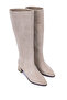 Women's Genuine Leather Beige Heeled Boots - 2
