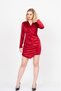 Women's Winter Red Velvet Luxe Draped Dress Velvet Sparkle Dress Stylish Daily Comfortable Dress 50345