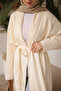 Cream Belted Long Angora Cardigan - 3