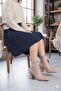 573205 Buckle Detailed Pointed Toe 7 cm Thick Heel Zippered Women's Boots - 3
