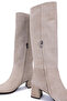 Women's Genuine Leather Beige Heeled Boots - 5