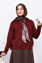 Angora Soft Sweater with Burgundy Scarf Detail