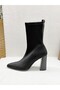 26K9007 Scuba Fabric 10cm Thick Heel Boots for Women - 4