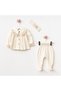 Newborn Baby Girl 0/3 Months 3-Piece Baby Set with Collar and Lace Edges Zibin Set - 2