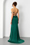 Women's Emerald Green Backless Glitter Long Evening Dress - 6