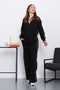 Black Hooded Three Thread Sweat Cardigan Trouser Suit - 2
