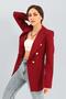 Women's Burgundy Double-Breasted Gold Buttoned Blazer Jacket Shoulder Shoulder Pad Pieces - 3
