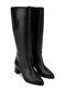Women's Genuine Leather Black Heeled Boots - 2